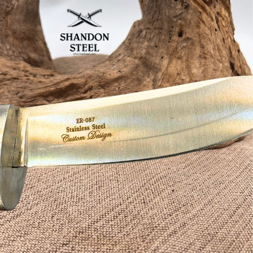 Elk Ridge Hunter Knife 3.88in Blade Stainless Steel Antler + Sheath Full Tang 87