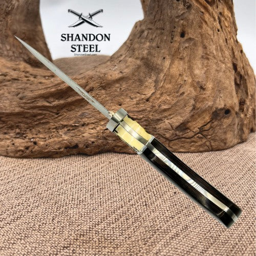 Elk Ridge Hunter Knife 3.88in Blade Stainless Steel Antler + Sheath Full Tang 87