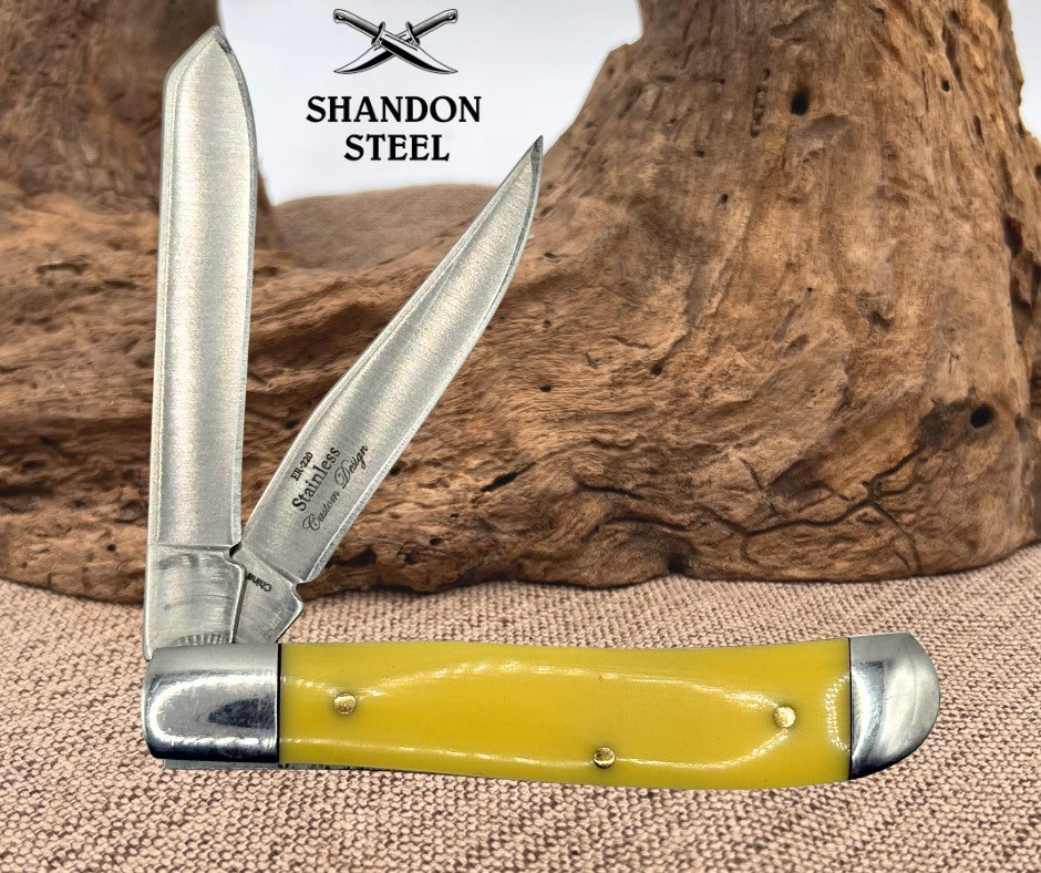Elk Ridge - Yellow Synthetic - 2 Blade Mini Trapper ER-220MY Pocket Knife (121)