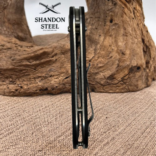 ENLAN EL-02 Folding DropPoint Pocket Knife Black G10 Crossbar Lock 8cr13mov (48)