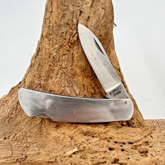 Executive Stainless Steel Drop Point Pocket Knife Plain Edge Lockback (213)