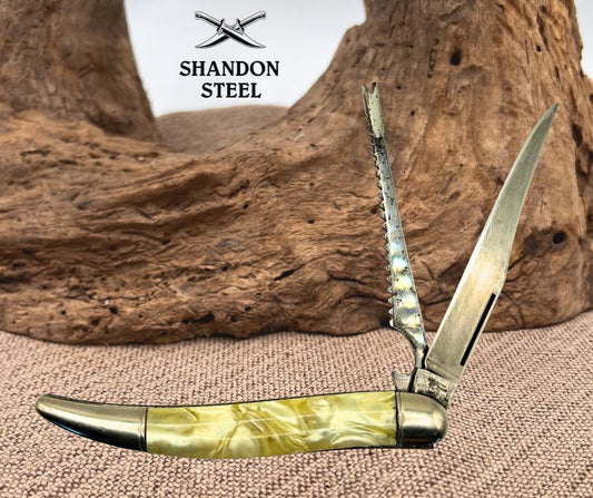 Hammer Brand USA 2 Blade Vintage 1945-55 Fish Scaler Folding Pocket Knife (128)