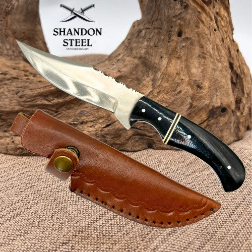 Skinner Knife 4.25in Blade Stainless Steel Sheath Full Tang Hunting Camping (13)