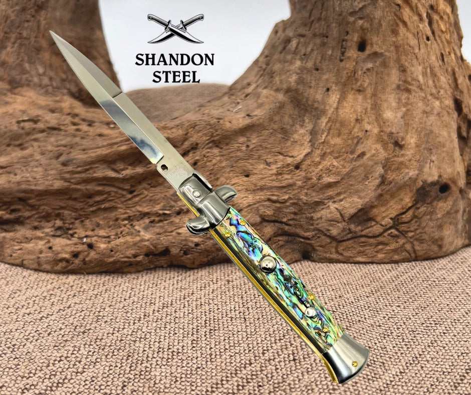 Frank B Italian Stiletto 9" Bayonet Blade, Abalone