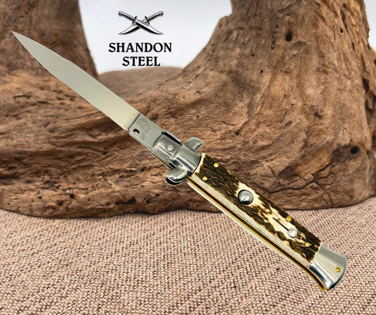 Frank B Italian Stiletto 9" Bayonet Blade, Stag