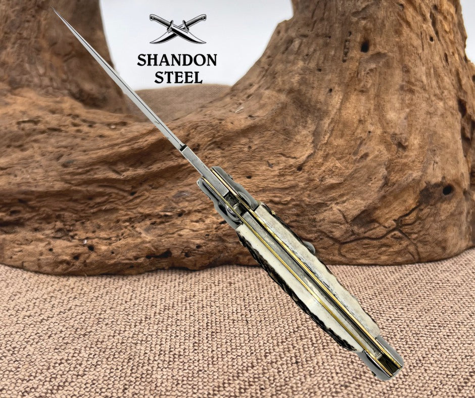 Frank B Italian Stiletto 9" Bayonet Blade, Stag