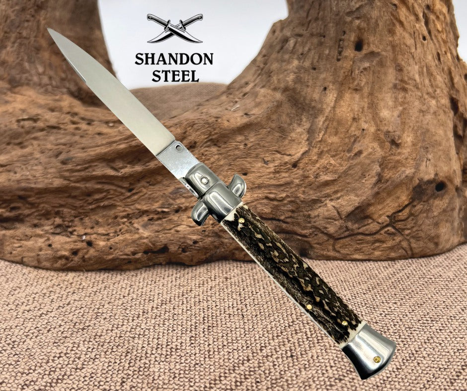 Frank B Italian Stiletto 9" Bayonet Blade, Stag