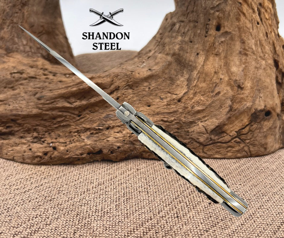 Frank B Italian Stiletto 9" Bayonet Blade, Stag