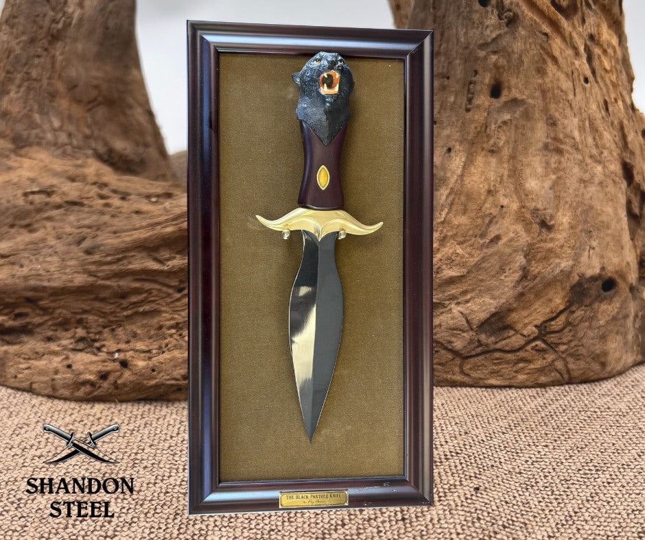 The Black Panther Knife By Ray Beers Franklin Mint Fixed Blade with Plaque