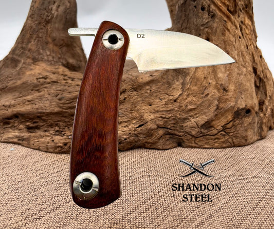 Sheepsfoot Folding Hunting Knife Tactical Survival Camping D2 Steel Wood Handle 38