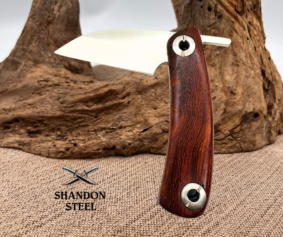 Sheepsfoot Folding Hunting Knife Tactical Survival Camping D2 Steel Wood Handle 38