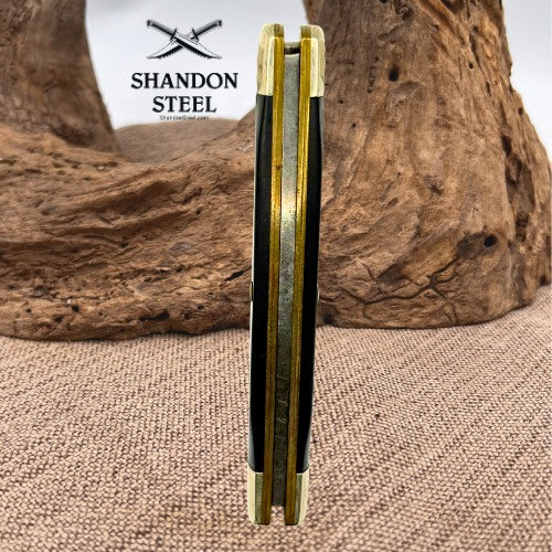 Frontier USA 2-Blade Slipjoint Pocketknife Black Delrin Handle Carbon Steel (22)