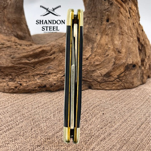 Frontier USA 2-Blade Slipjoint Pocketknife Black Delrin Handle Carbon Steel (22)