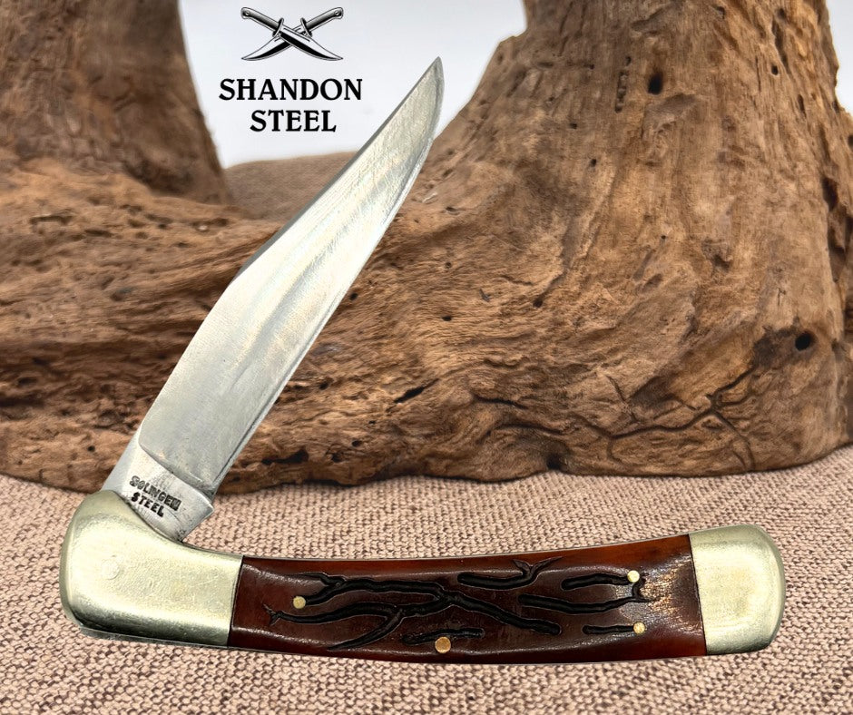 Frost Cutlery Copperhead Worm Groove Bone Handle Pocket Knife Solingen Steel 157