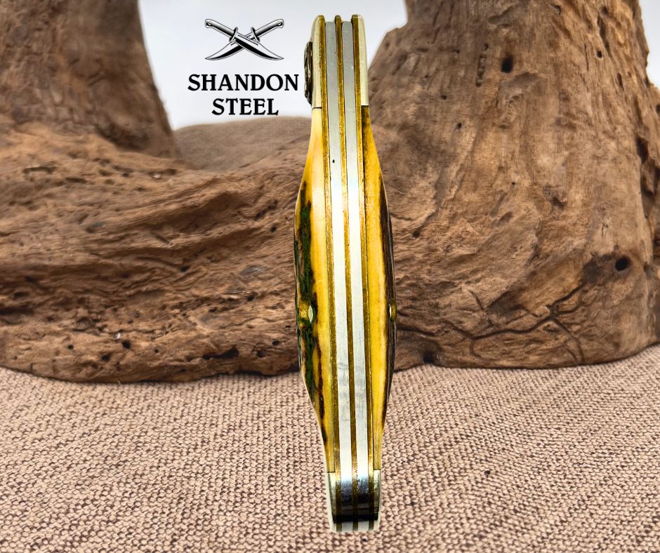 Frost Cutlery SnapOn Trapper Stag Handles SS 4.25" Closed Pocket Knife (10)