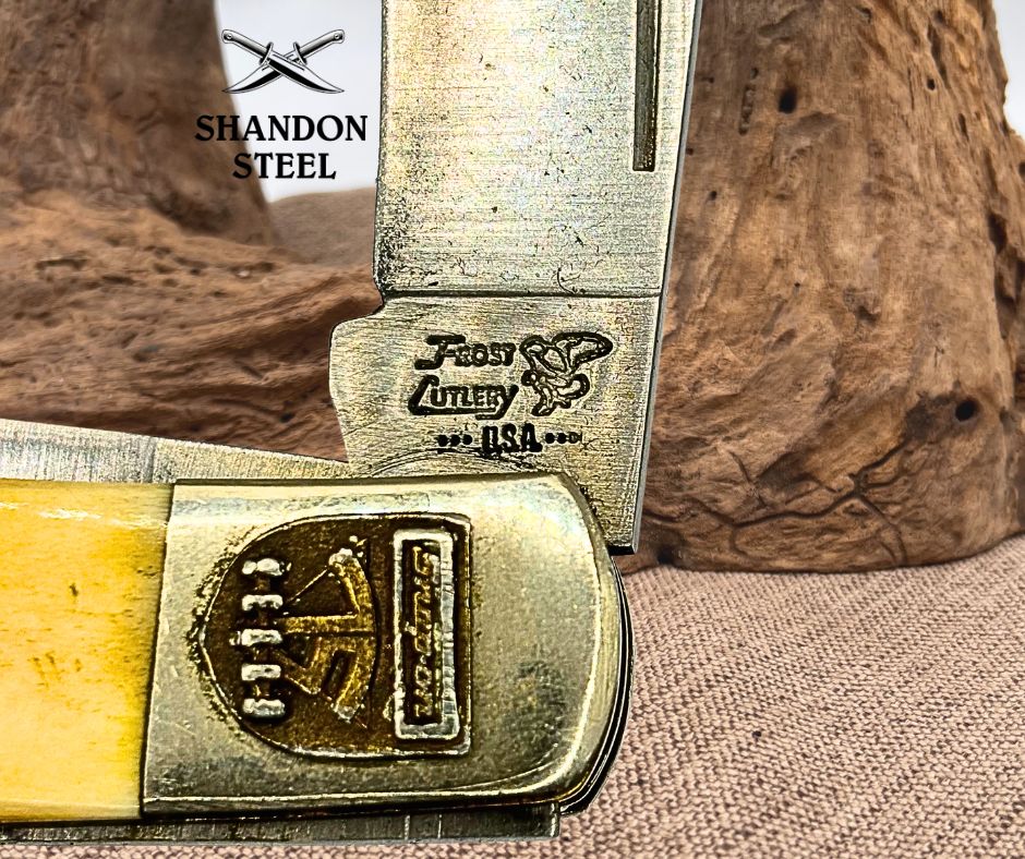 Frost Cutlery SnapOn Trapper Stag Handles SS 4.25" Closed Pocket Knife (10)