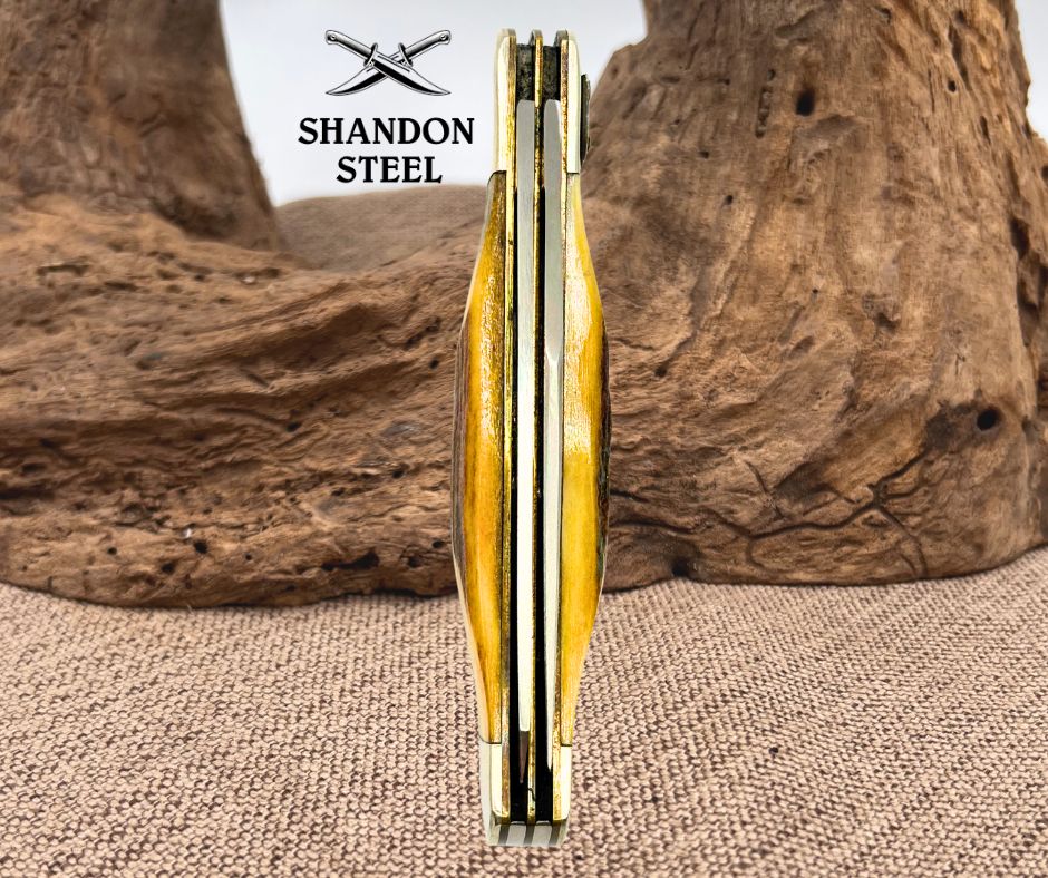 Frost Cutlery SnapOn Trapper Stag Handles SS 4.25" Closed Pocket Knife (10)