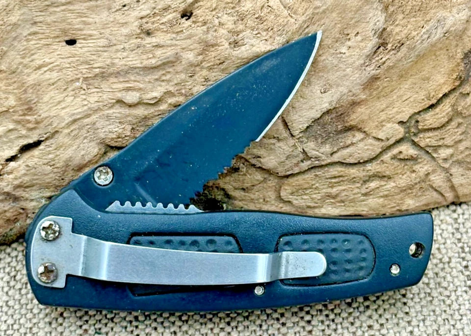 Frost Cutlery "Delta Ranger" Black Folding Pocket Knife Combo Blade (244)