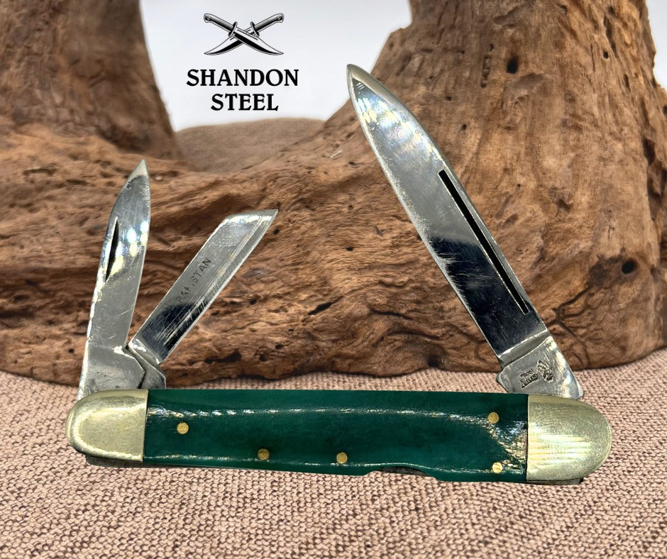 Frost Cutlery Whittler Pocket Knife Stainless Steel Blades Smooth Bone Handle 75