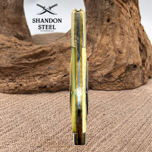 Frost Cutlery Hunter Folding PocketKnife Stainless Steel Blade Bone Handle (207)