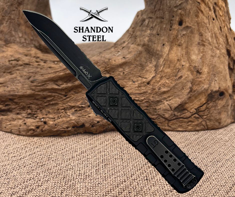 Guardian Tactical APEX S/E OTF Knife Black Al/CF (3.4" Dark SW Serr MagnaMax) 152612