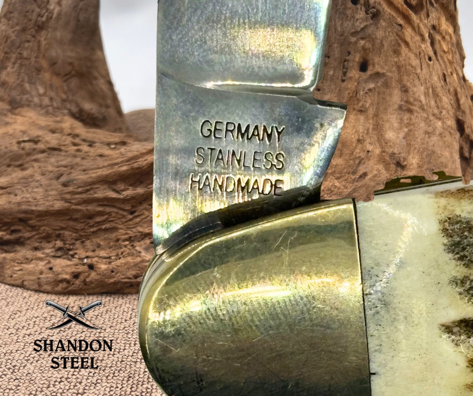 GERMAN BULL LARGE STAG MUSKRAT 2 BLADE TRADITIONAL FOLDING POCKET KNIFE (27)