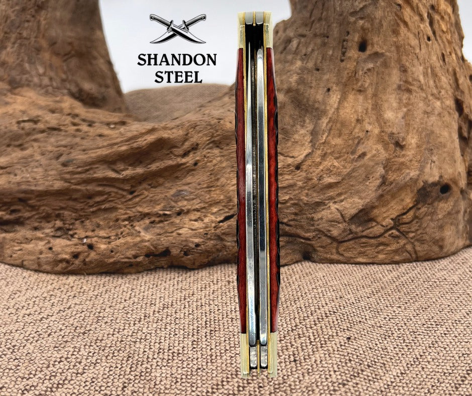 German Bull Trapper GB-010RPB Pocket Knife 2 Blades Red Pick Bone Handle (58)