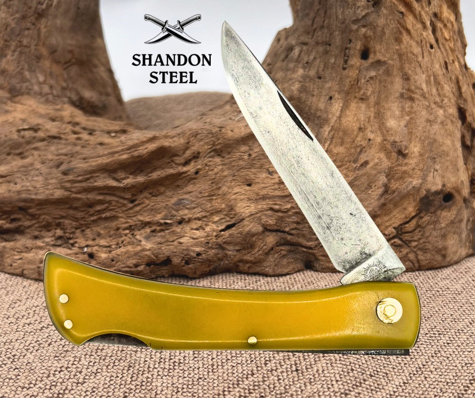 GERMAN EYE BRAND CARL SCHLIEPER YELLOW GERMAN SODBUSTER CARBON POCKET KNIFE (11)