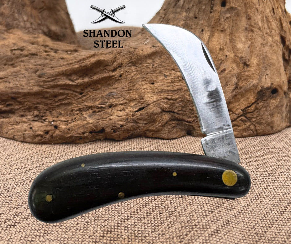 German Kunde & Cie Carbon Steel Hawkbill Vintage Folding Pocket Knife Pruner (4)