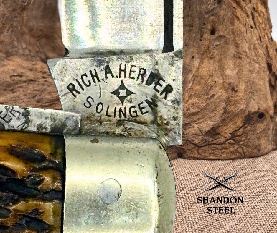 Rick A Herder Vintage Antique 2 Blade Jack Pocket Knife Made in Germany (4)