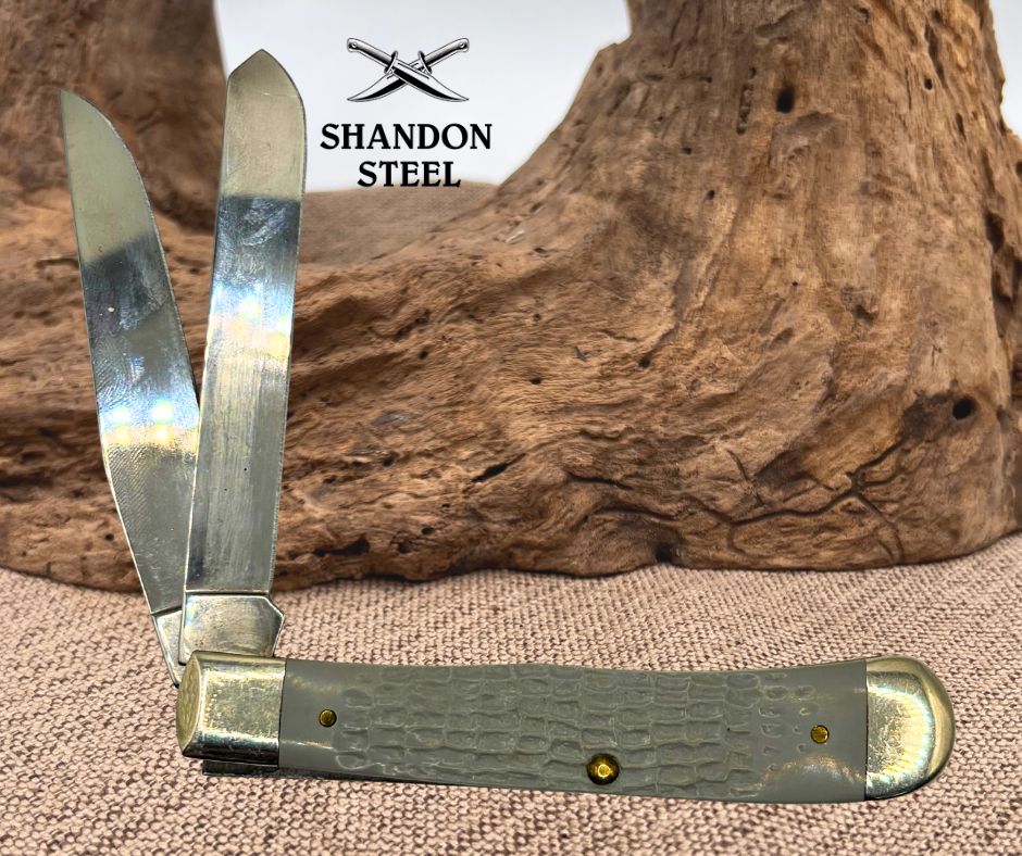 Case XX USA Gray Synthetic 2 Blade Trapper Folding Pocket Knife 6254 SS  (26) *preowned