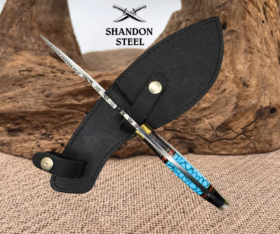 Outdoor Hunting & Skinning LCO Full Tang Knife Gut Hook Leather Sheath (21)