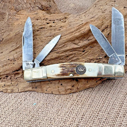 HEN & ROOSTER 324C-DS CONGRESS Pocket Knife Stag Bertram Cutlery Germany (115)