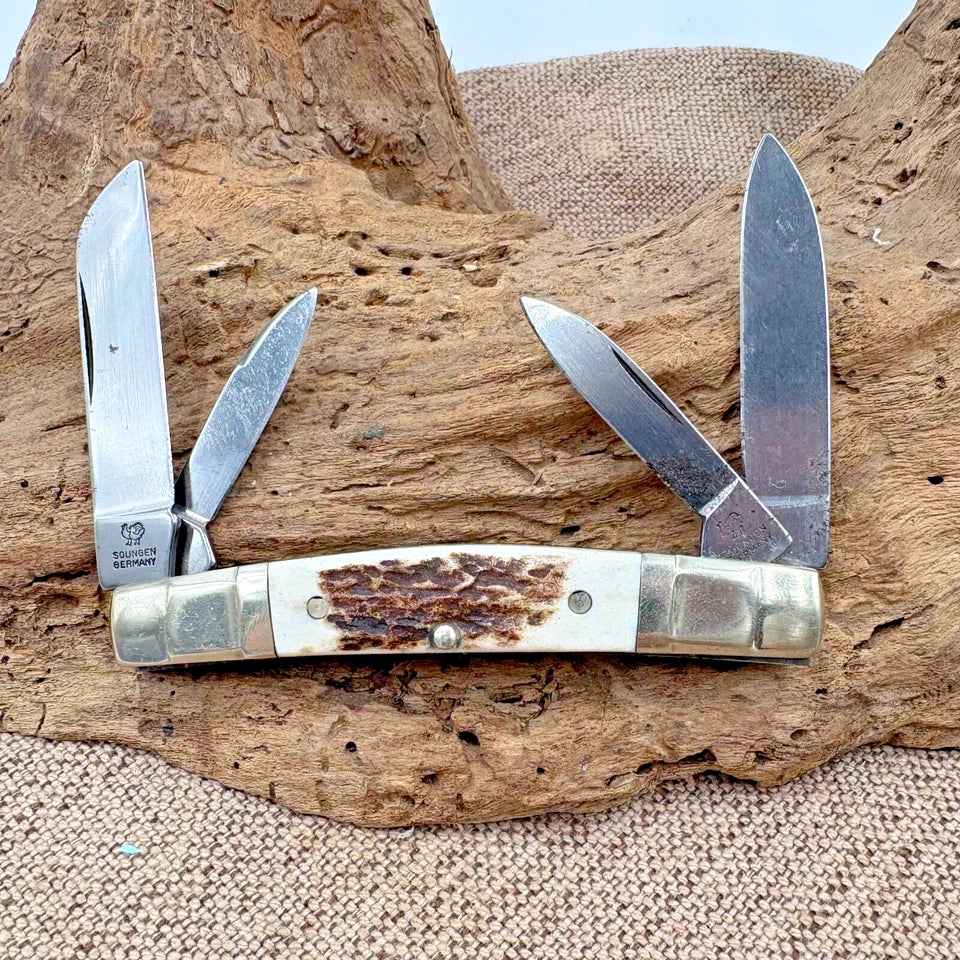 HEN & ROOSTER 324C-DS CONGRESS Pocket Knife Stag Bertram Cutlery Germany (115)