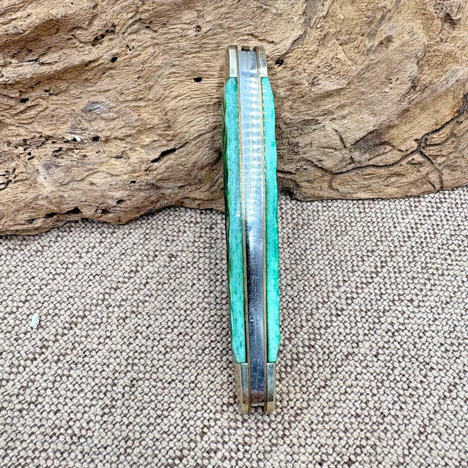 HEN & ROOSTER BERTRAM SOLINGEN GERMANY GREEN BONE WHITTLER POCKET KNIFE (122)