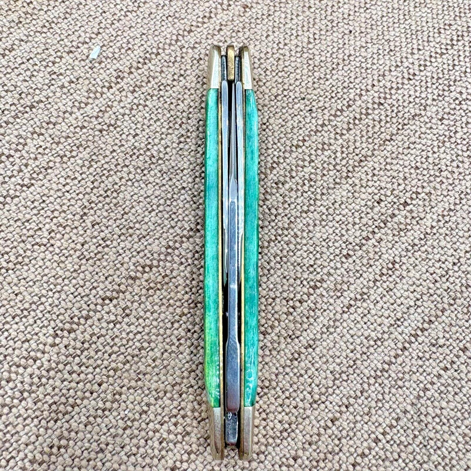 HEN & ROOSTER BERTRAM SOLINGEN GERMANY GREEN BONE WHITTLER POCKET KNIFE (122)