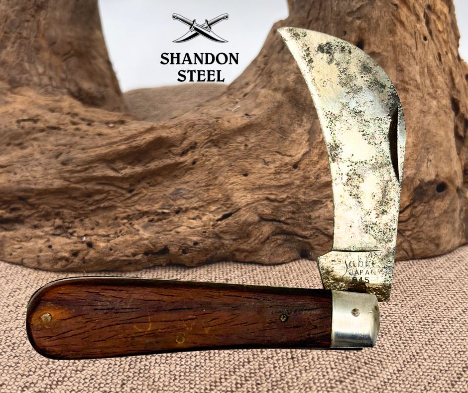 Sabre Hawkbill Folding Knife 645 Wood Handle Pruning Pocket Japan Vintage (28)