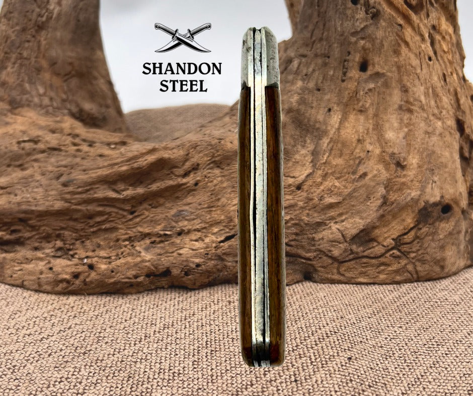 Vintage Hawk Bill/Pruner Carbon Steel Folding Pocket Knife Wooden Handle - (04)