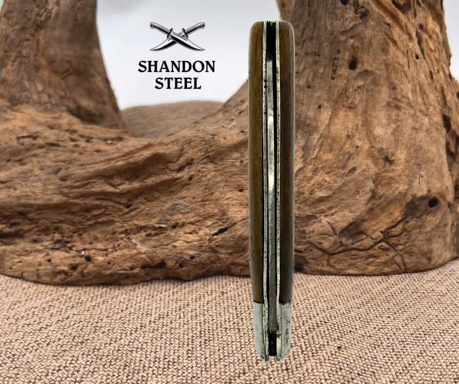 Vintage Hawk Bill/Pruner Carbon Steel Folding Pocket Knife Wooden Handle - (04)