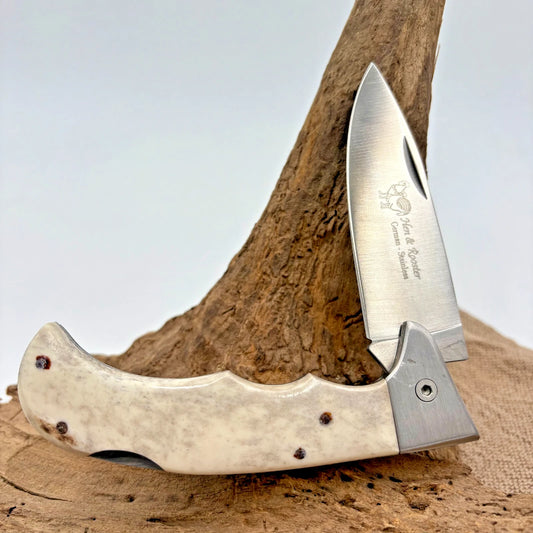 Hen & Rooster Drop Point Bone Lock Back Folding Pocket Knife HR-5045-PS (120)