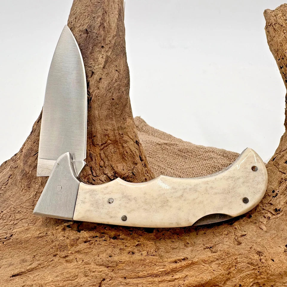 Hen & Rooster Drop Point Bone Lock Back Folding Pocket Knife HR-5045-PS (120)