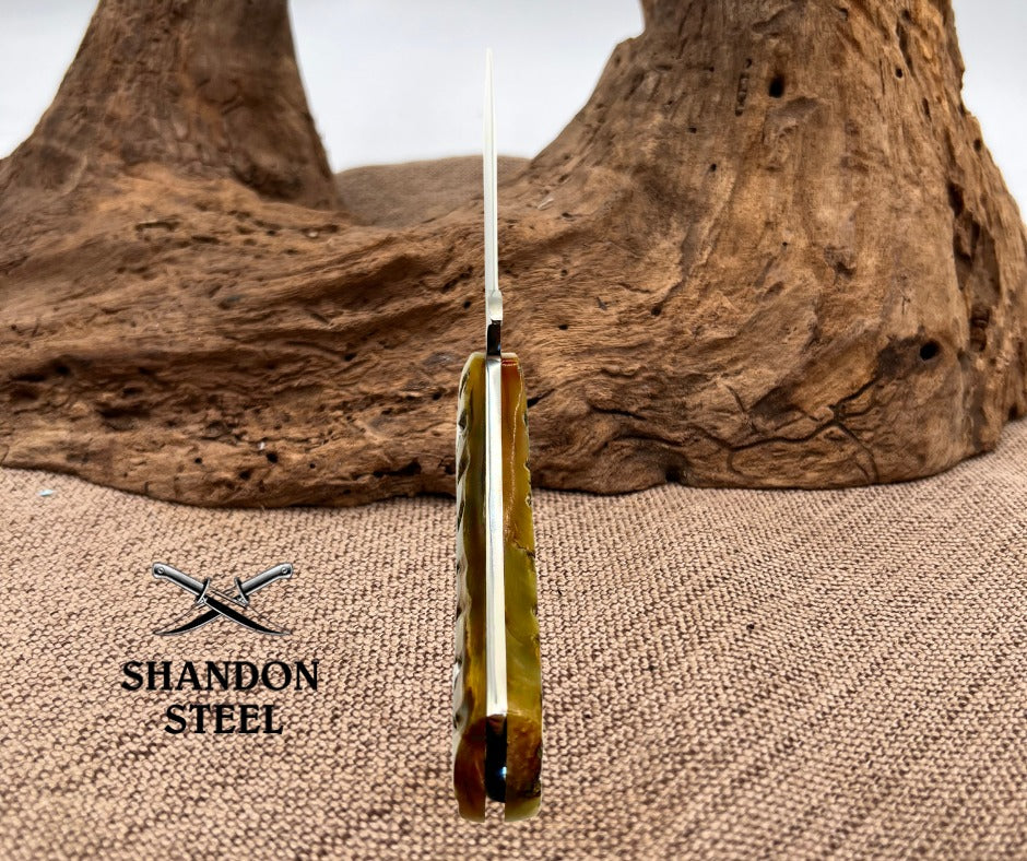 Hen & Rooster HR5030 Fixed Blade Ram Horn Hunting Knife Stainless w/ Sheath (02)