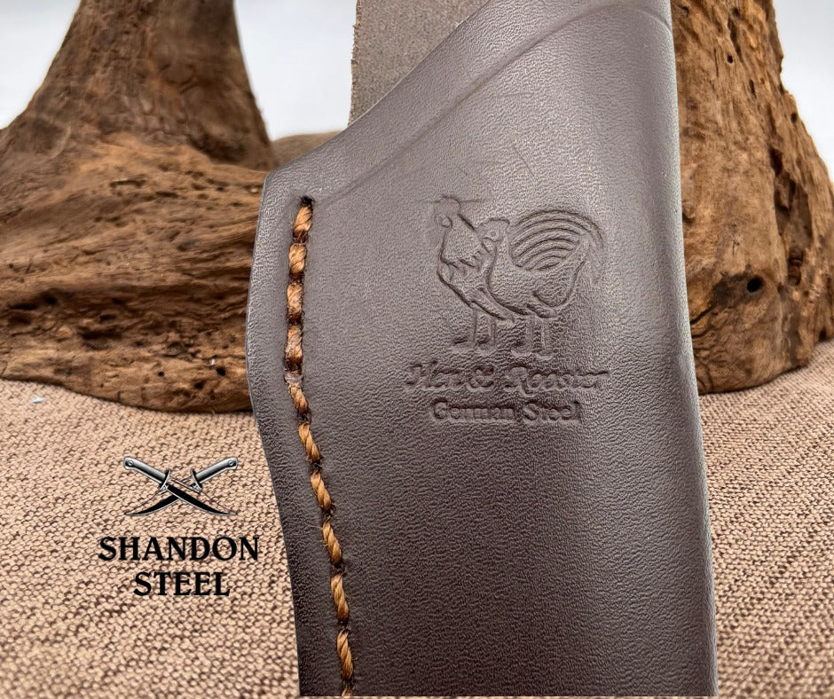 Hen & Rooster HR5030 Fixed Blade Ram Horn Hunting Knife Stainless w/ Sheath (02)