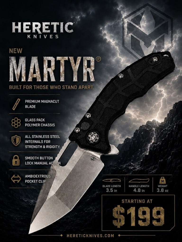 Heretic MARTYR TANTO MANUAL STONE WASH STANDARD BLACK POLYMER CHASSIS H057-2A