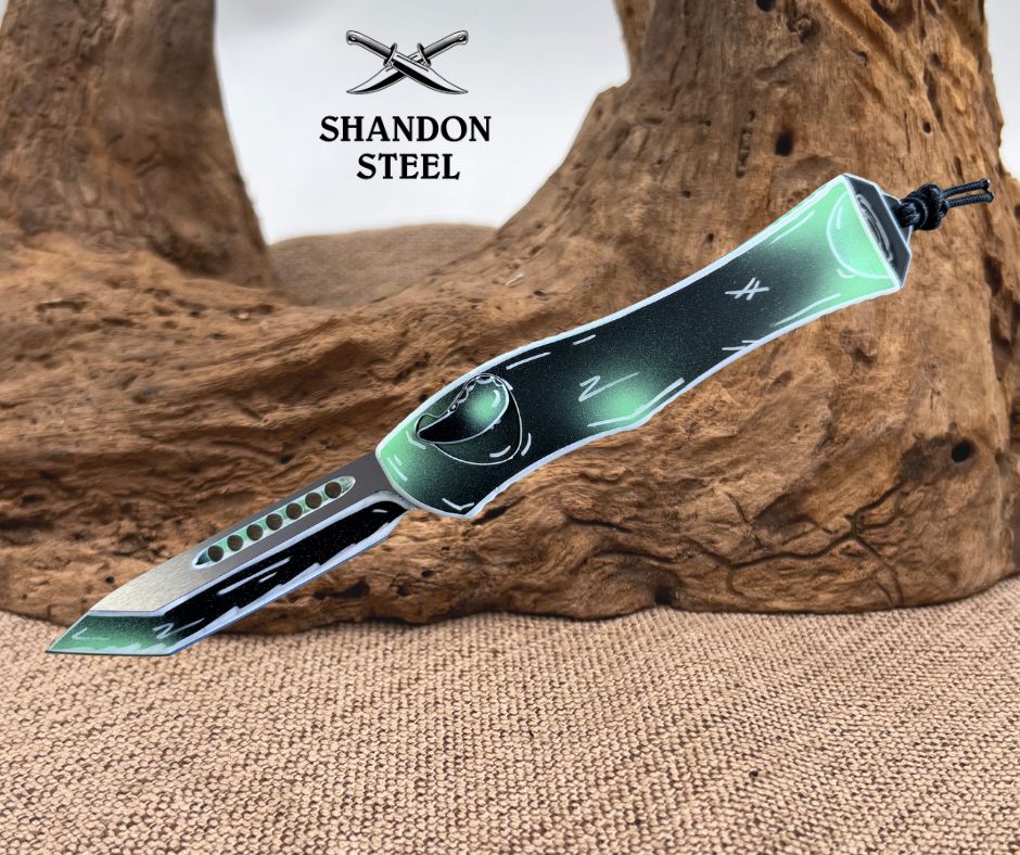 Heretic Knives Hydra V4 Tactical Single-Action OTF AUTO 3.625" CPM-MagnaCut HYDRA V4 TANTO NEG CEL SHADEH 406-NCS-TX