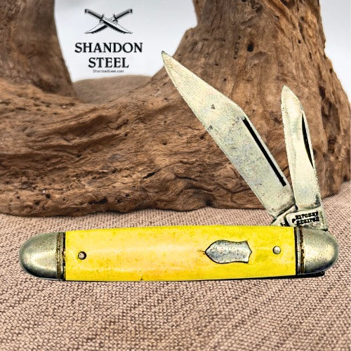 Vintage Imperial Providence R.I. USA 2-Blade Pocket Knife – Yellow Handle – Pre-Owned (92)