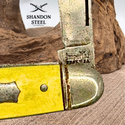 Vintage Imperial Providence R.I. USA 2-Blade Pocket Knife – Yellow Handle – Pre-Owned (92)