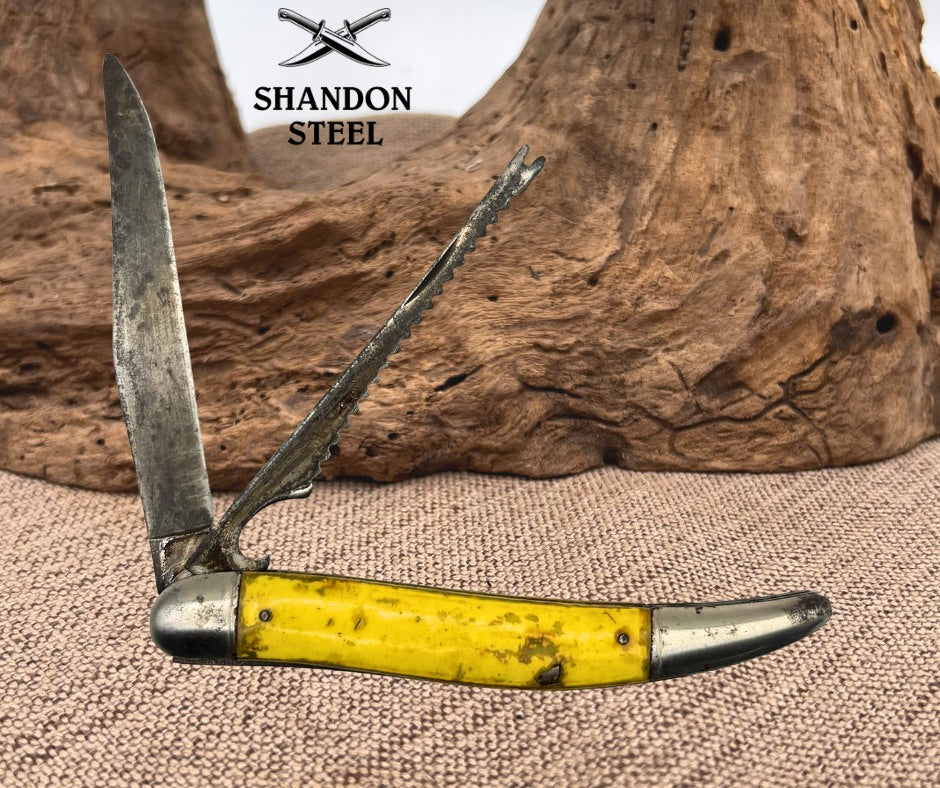 Imperial USA 2 Blade Fish Scaling Folding Carbon Steel Pocket Knife Vintage (31)