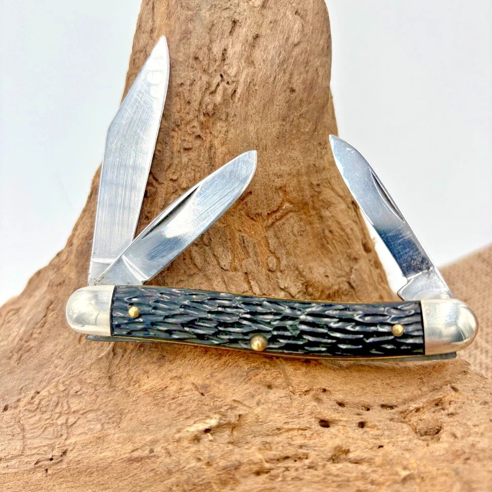 Imperial USA Stockman 3 Blade Pocket Knife, Jig Black Composite Handles (30)