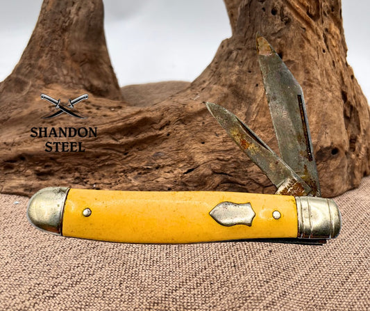 IMPERIAL PROV R.I. USA VINTAGE OLD 2 BLADE JACK FOLDING POCKET KNIFE (47)